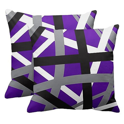Emvency Throw Pillow Covers Set of 2, 18 x 18 Inch, Striped Retro Purple - color: Purple, size: 18" x 18" (Pack of 2)