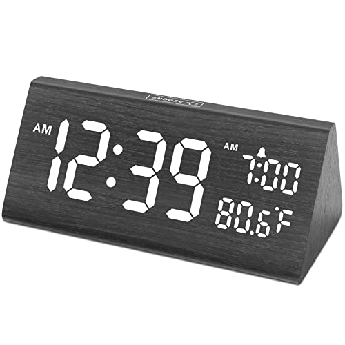 DreamSky Wooden Digital Alarm Clock for Bedroom with USB Port - color: Gray