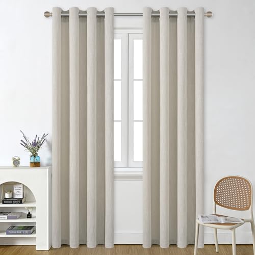 Linen Curtains 72 inch Length 2 Panels for Living Room 6ft Flax Linen Textured Thick Light Filtering Privacy Window Drapes Grommet Top for Bedroom Wrinkle Resistant Soft (52x72 Nature) - color: Nature, size: 52"W x 72"L (Pack of 2)