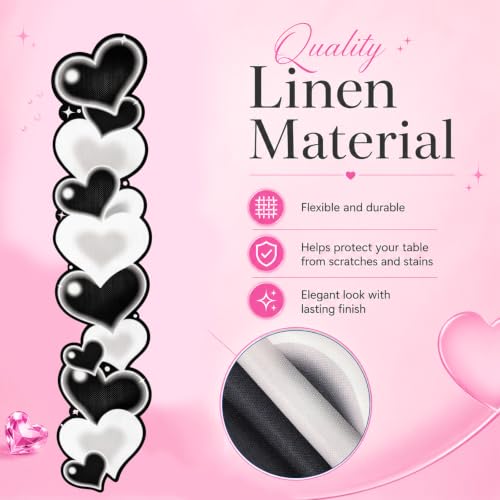 Preboun 2000S Heart Table Runner for Sock Hop Music Party Decorations - style: 2000S Heart