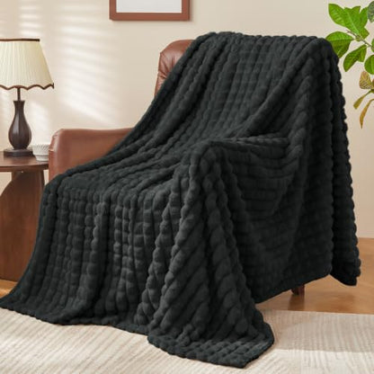 BEDELITE Charcoal Grey 3D Checked Fleece Twin Blanket for Couch, 60x80 Inch - color: Charcoal Grey, size: Twin(60"x80")