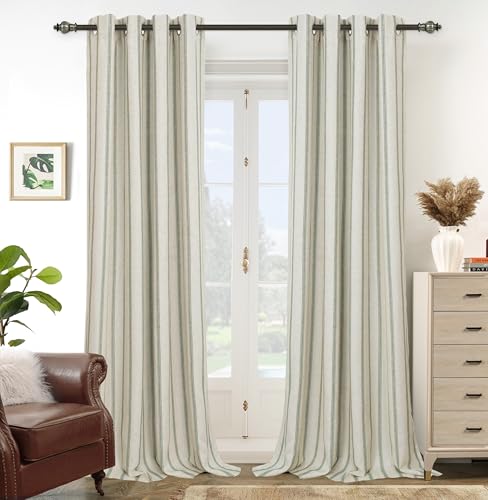DriftAway Farmhouse Stripe Blackout Curtains, Grommet, W52xL90, Loden Green - color: G Loden Green Stripe, size: 52"W x 90"L (Pack of 2)