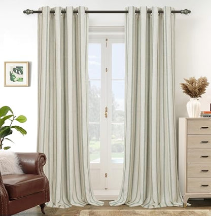 DriftAway Farmhouse Stripe Blackout Curtains, Grommet, W52xL90, Loden Green - color: G Loden Green Stripe, size: 52"W x 90"L (Pack of 2)