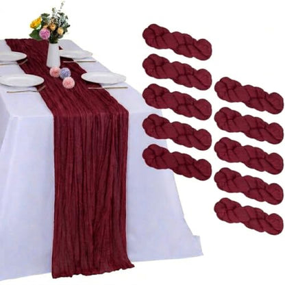 10 Pack Burgundy Cheesecloth Table Runner 17 x 108 Inch - color: Burgundy, size: 10Pcs - 9 Ft