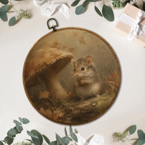 JUIOEIU Rustic Fall Mouse Mushroom Round Wall Decor 999 - color: Mouse