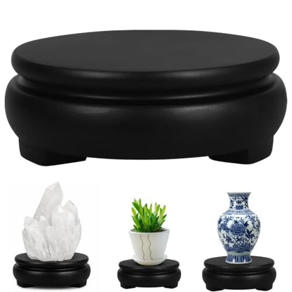 Cabilock Round Wood Display Stand, 4.7 in Pedestal Base for Vase, Crystal