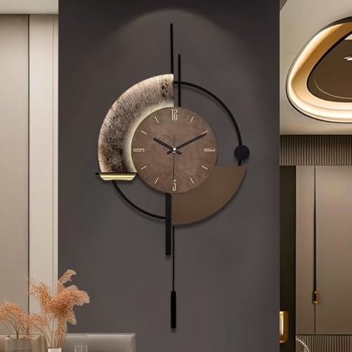 SIN&MI Wall Clock,Decorative Wall Clocks with Pendulum,Silent Quality Quartz Clock Battery Operated,Large Clock for Living Room,Kitchen,Home,Bathroom,Bedroom Wall Decor,16.5 * 31.5inch - color: 2516-dark-brown