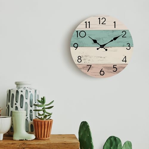 KECYET 8 Inch Wall Clock, Silent Battery Operated Analog Clock, Green - color: G_green