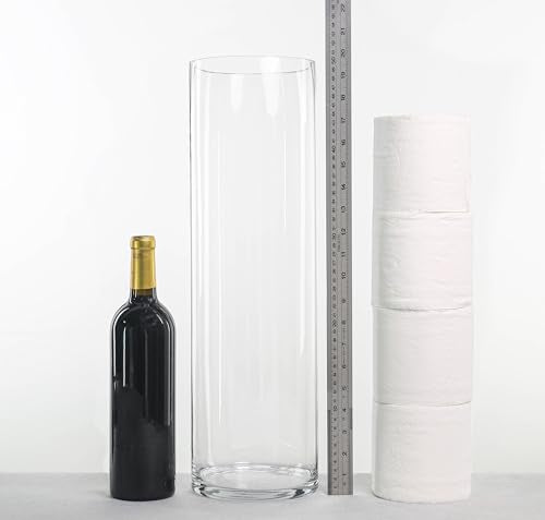 CYS EXCEL Cylinder Clear Glass Vase (H:20" D:6") | Multiple Size Choices Glass Flower Vase Centerpieces | Hurricane Floating Candle Holder Vase - size: H-20" D-6"