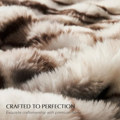 EverGrace Faux Rabbit Fur Bubble Throw Blanket, 50"x60", Beige & Gray - color: Marble Beige & Grey Chocolate, size: 50"x60"