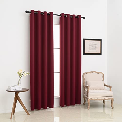 Pickluc Grommet Blackout Curtains 72 Inches Long 2 Panels, Light Blocking Window Drapes for Living Room, Thermal Insulated, Noise Reduction, Burgundy Red, 52" Wide x 72" Length - color: Burgundy Red, size: 52"W x 72"L (Pack of 2)