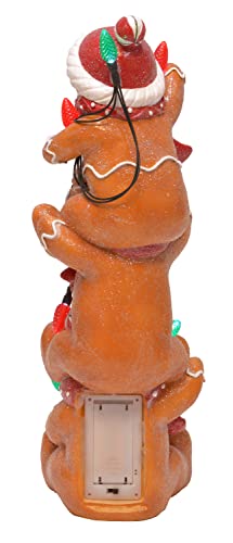 Mark Feldstein Stacked Gingerbread Men Figurine with LED Lights, 12 in