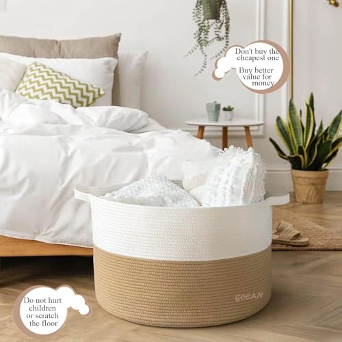 Cotton Rope Woven Laundry Basket 22"X 22"X 14" with handles(Jute/Beige)XXXL - color: jute