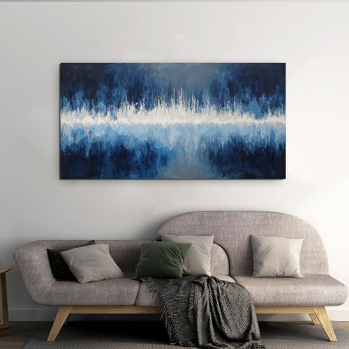 YISXINOAG Deep Blue Abstract Wall Art Modern Calm Cool Tones Canvas 20"X40" - color: deep blue, size: 40"L x 20"W