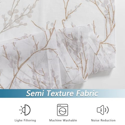 MYSKY HOME Brown Sheer Curtains 84 inches Long for Bedroom Living Room - color: B-brown, size: 52"W x 84"L (Pack of 2)