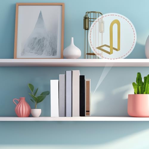 Chunful 12 Pcs Gold Metal BookEnds Shelves, 5.5 x 3.75 x 2.25 in - color: Gold, size: 5.5*3.75*2.25inch