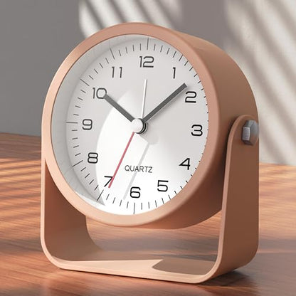 AYRELY® 3.5" Small Analog Travel Alarm Clock, Battery Operated Desk Clock - color: Pink