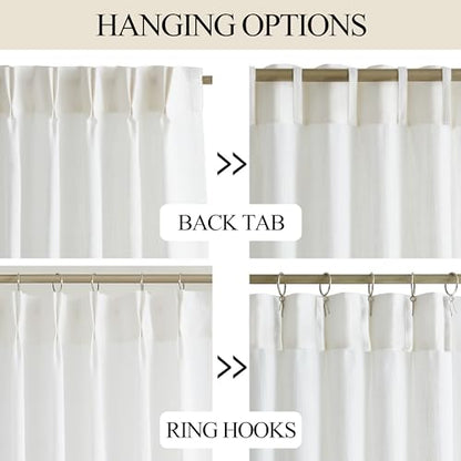 Vision Home White Pinch Pleated Semi Sheer Curtains 40Wx72Lx2 - color: White/Pinch, size: 40"W x 72"L (Pack of 2)