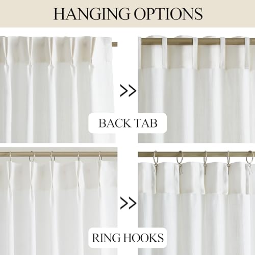 Vision Home White Pinch Pleated Semi Sheer Curtains 40Wx72Lx2 - color: White/Pinch, size: 40"W x 72"L (Pack of 2)
