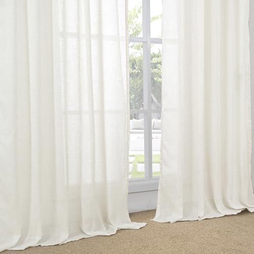 BGment Linen Semi Sheer Curtains 52X63 Inch Length for Living Room - color: Linen, size: 52"W x 63"L (Pack of 2)