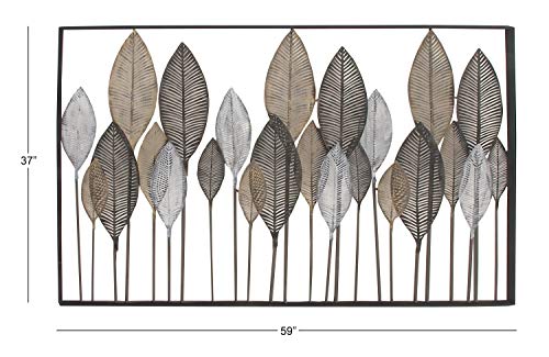 Deco 79 Metal Leaf Wall Sculpture, Wall Art 59" x 1" x 37" Bronze - color: Bronze, size: 59"L x 1"W