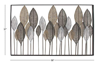 Deco 79 Metal Leaf Wall Sculpture, Wall Art 59" x 1" x 37" Bronze - color: Bronze, size: 59"L x 1"W