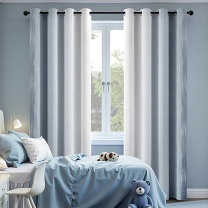 MIULEE Chambray Blue and Greyish White Ombre Blackout Curtains 52Wx72L - color: Chambray Blue and Greyish White, size: 52"W x 72"L (Pack of 2)