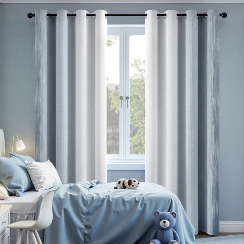 MIULEE Chambray Blue and Greyish White Ombre Blackout Curtains 52Wx90L - color: Chambray Blue and Greyish White, size: 52"W x 90"L (Pack of 2)