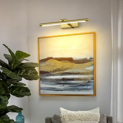 15.75 Inch Gold Picture Light Battery Operated with Remote - color: Gold, size: 15.75 In
