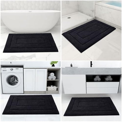 Buganda Microfiber Bathroom Rugs 70x24, Soft Shaggy Absorbent Bath Rugs - color: Black, size: 70" X 24"