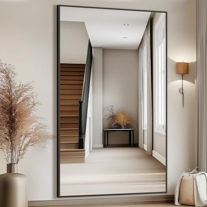 MirrMuse Oversized Standing Mirror Full Length, 76"X44" Extra with Stand - color: Black, size: 76"L x 44"W