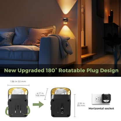 L LOHAS LED Night Light, Motion Sensor Night Lights Plug in Wall Projector - color: Black-Motion