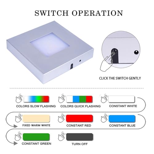 4.33 inch LED Multimodal Multicolor Light Stand Base - Silver Square Display Base for 3D Crystal Glass Art - USB/Battery Powered Crystal Stand - color: D-multi-mode Silver Base
