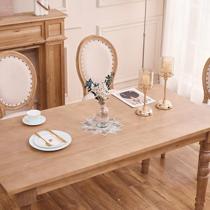 Natural Linen Doily 11" Round Beige Lace Coffee Small Table Topper - color: Natural, size: 11” Round