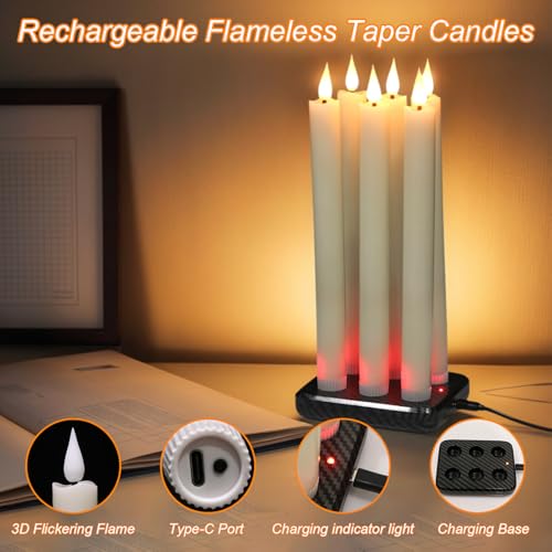 GenSwin Rechargeable Flameless Taper Candles Charging Base & 2 Remote Ivory - color: Ivory-A