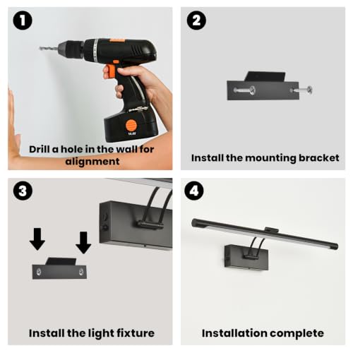 Battery Operated Picture Light for Wall,Matte Black 23.6-Inch - color: Black, size: 23.6 Inch