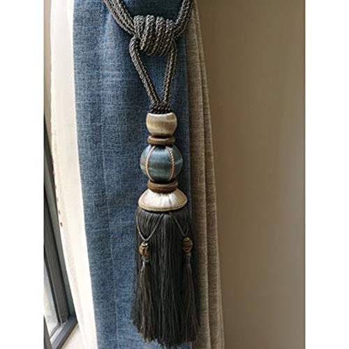 Paired Lantern Single Hanging Ball Tassels Curtains Buckle Sling Binding Lantern Tiebacks Handcrafted Braided Buckle Drapery Curtain Holdbacks Window Treatments for Home 2 Pack - color: Dark Blue, size: 11.81 inches