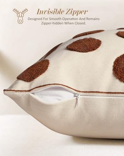 Fall Embroidered Throw Pillow Cover 18x18 Inch, Brown Polka Dot - color: Brown Polka, size: 18" x 18" (Pack of 1)