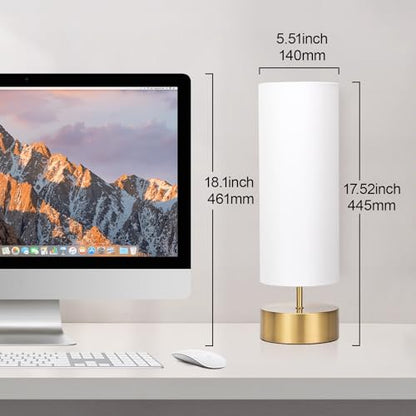 3-Way Dimmable Table Lamp, Touch Control Gold Bedside Lamp with White Shade - color: White Shade with Gold Base