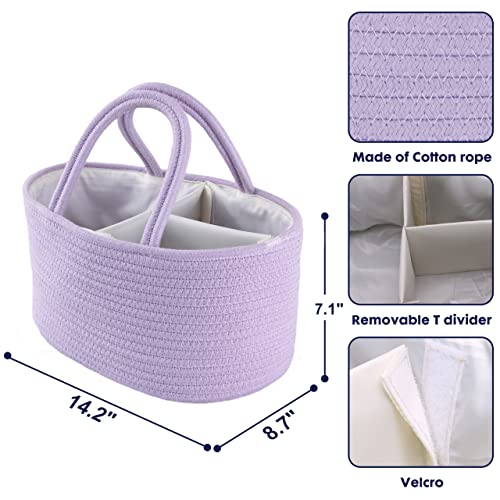XUANGUO Cotton Rope Baby Diaper Caddy Organizer for Girls Purple Lavender - color: Purple, size: Regular