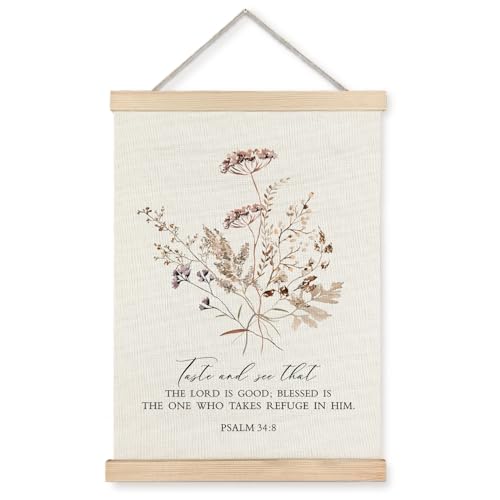 Supwhd Boho Floral Christian Wall Art with Wooden Poster Hanger, God is Good Bible Verses Posters Wall Art Decor, Christian Wall Decor for Home Room, 12x16 - color: God is Good, size: 16"L x 12"W