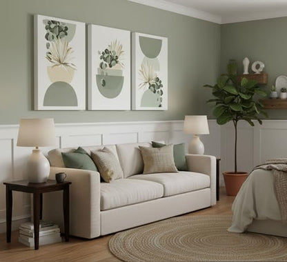 LAJDXSX 3 Pcs Neutral Abstract Boho Canvas Wall Art - color: Sage, size: 12x16in-Canvas
