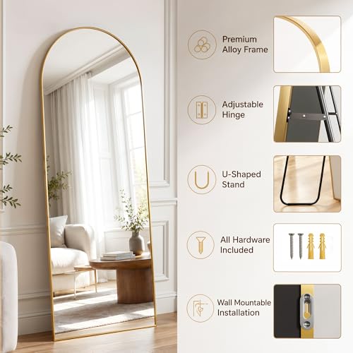 Antok Full Length Mirror, 71"x32" Floor Mirror with Stand, Gold, Arch - color: Gold (Arch), size: 71"L x 32"W