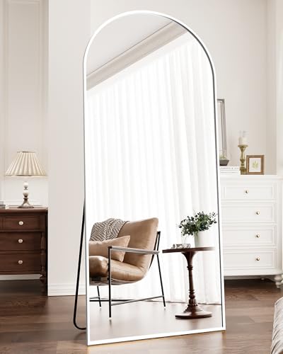 Full Length Mirror, 71"x30" Arched Floor Mirror, Oversized Standing Mirrors, Hanging or Leaning Against Wall Mounted Mirrors, Large Full Body Mirror with Aluminum Frame for Bedroom (White) - color: White, size: 71"L x 30"W