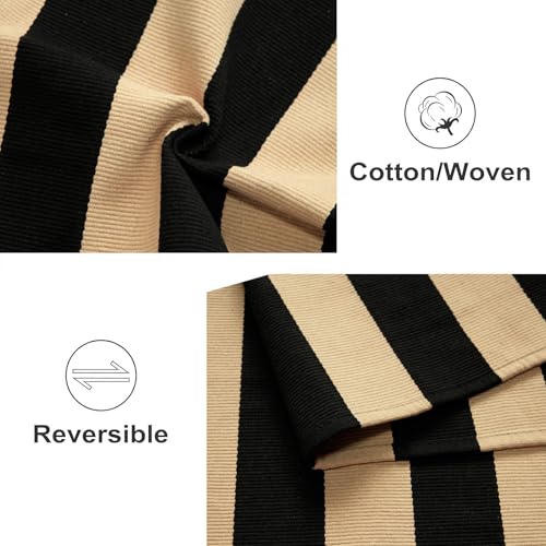 Striped Layering Rug 27.5"x43",Black and Tan Farmhouse Front Porch Mat - color: Black Tan, size: 2'4" x 3'7" (Rectangular)
