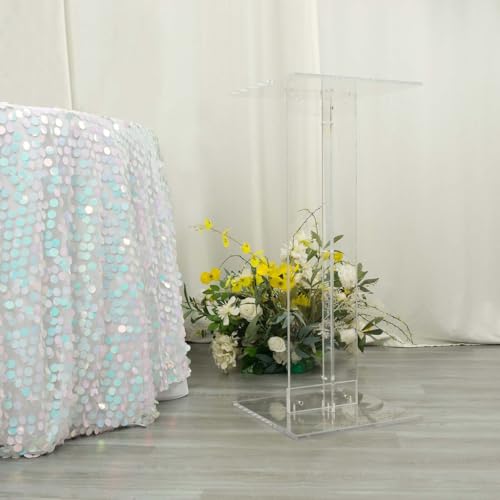 Efavormart 32" Heavy Duty Acrylic Wedding Display Stand with Square Bases, Clear Plexiglass Flower Pedestal Stand - 10mm Thick Plate - size: 32"