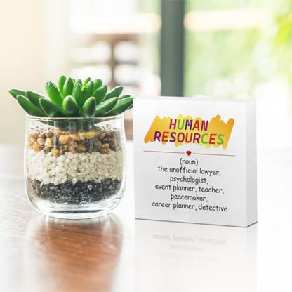 HR Gifts Wooden Box Sign Wall Decor Wooden Plaque Sign, Office Gifts - color: Human Resources Gifts