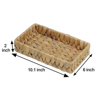 Water Hyacinth Bathroom Vanity Tray, 10 Inch - size: 10.1" x 6" x 2"