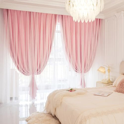 XiDi Pink Blackout Curtains for Girls Nursery Kids Bedroom 34Wx63L 2 Panels - color: Blackout-pink, size: 34"W x 63"L (Pack of 2)