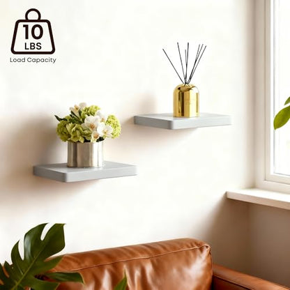 Small Floating Shelves for Wall Set of 4, 8 Inch Square Shelves,Grey - color: Grey, size: 8 Inch-4Pcs